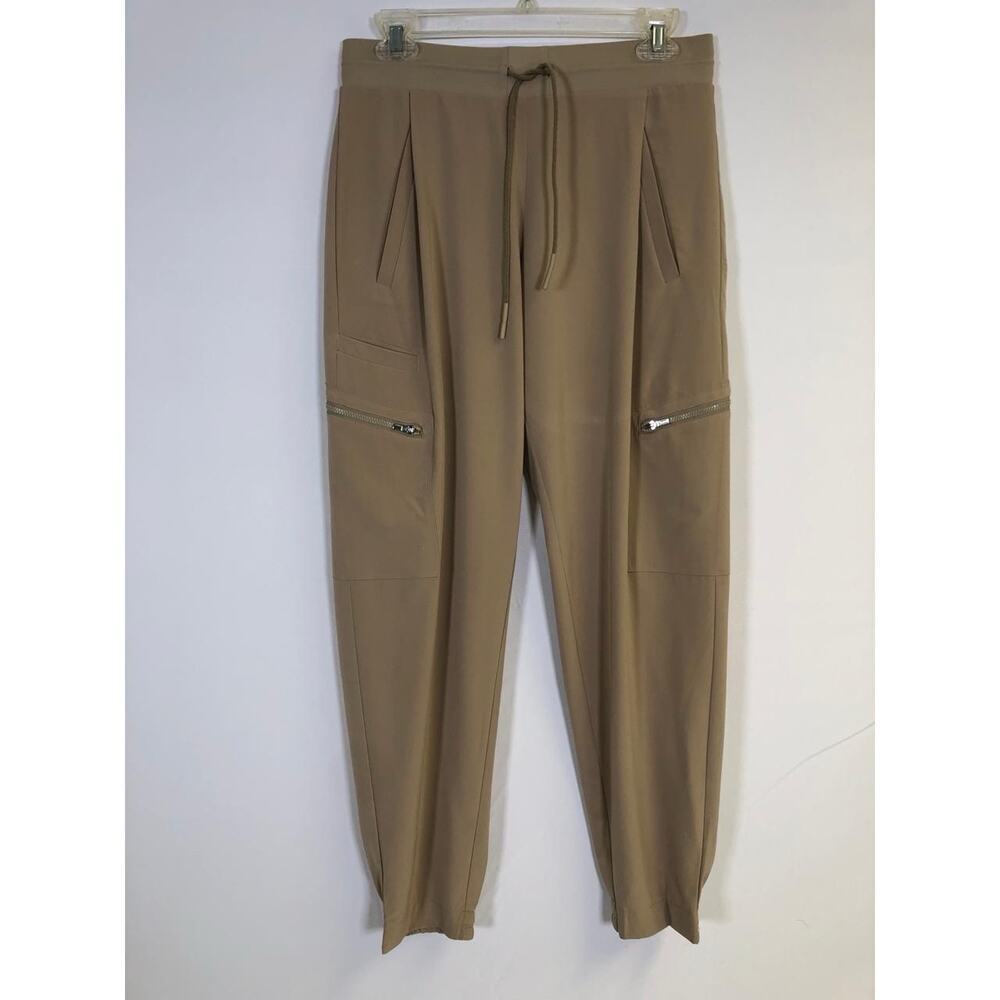 Athleta Go‎ Far Travel Pants Drawstring Waist Khaki Size 4 Outdoor Hiking Travel